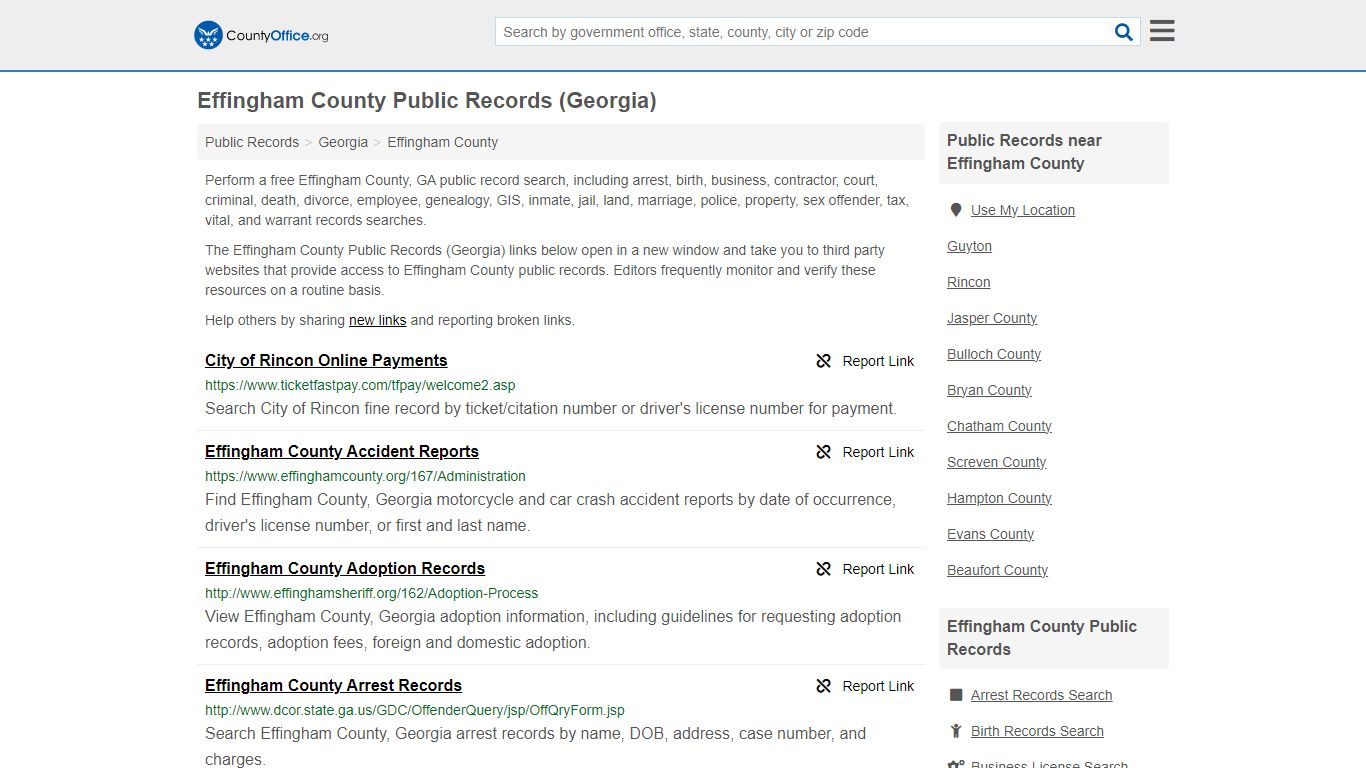 Public Records - Effingham County, GA (Business, Criminal, GIS ...